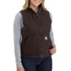 Carhartt Veste À Col Montant Femme avec Doublure Sherpa - Veste en Toile Lourde Délavée Confortable pour l'Extérieur