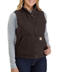 Carhartt Veste À Col Montant Femme avec Doublure Sherpa - Veste en Toile Lourde Délavée Confortable pour l'Extérieur