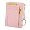 Portefeuille minimaliste feminin pour 8 cartes avec poche avant en cuir fin
