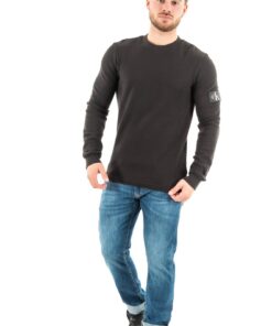 Calvin Klein T-Shirt Manches Longues Homme - Badge Waffle Basique Pour Les Hommes En Vintage Inspiration