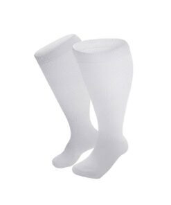 Grandes tailles bas de contention en bambou pour homme et femme - Chaussettes en bambou avec large mollet - 39-42 sans c