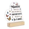 Putuo Decor Cadeau Mamie - Décoration en Acrylique Forme de Cœur avec Papillons - Accessoire de Bureau ou Chevet