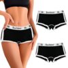 Meemion Culotte Femme Coton Slip Sport Stretch Lot de 2 Noir Taille Normale Usage Sport Confortable