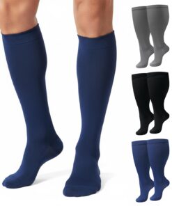 Bas de contention 3 paires grande taille - Chaussettes de contention femme/hommes gros mollet pour sport, cyclisme, voya