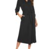 UNibelle Robe deChambre Femme Élégant Col en V Manches 3/4 Peignoir Femmes Fin Lumière S-XXXL