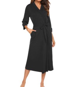 UNibelle Robe deChambre Femme Élégant Col en V Manches 3/4 Peignoir Femmes Fin Lumière S-XXXL