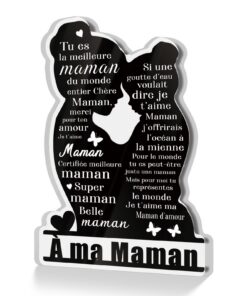 Décoration acrylique silhouette "À Ma Maman" - Gift Emotionnel pour Fille à Mère - Message Touchant pour les Fêtes