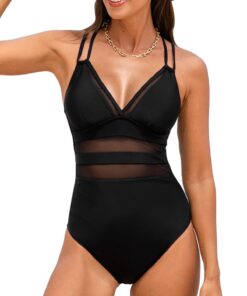 Maillot de bain une pièce CUPSHE pour femme : contrôle du ventre, col en V profond, bretelles réglables, couleur maono,
