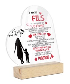 Putuo Decor Cadeau Acrylique Forme Cœur pour Maman – Je Ne T’AI Pas Donnée La Vie, La Vie M’A Donnée Toi, Message D’Amou