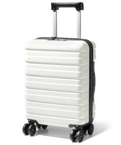 Valise cabine Lekesky Easyjet pour 45x36x20 Rigide et légerABS, serrure TSA et roulettes amovibles, blanc cassé