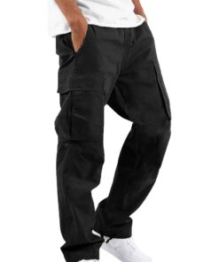 yargouleole Pantalon Cargo Homme en Cotton pour Travail Décontracté avec Taille Élargie