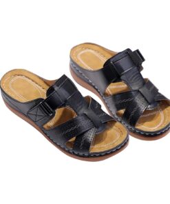 Pantoufles orthopédiques confortables pour femme - Talon compensé - Lit de pied en cuir souple - Soutien de la voûte pla