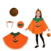 Dégagement Halloween Citrouille Femme, Costume Cape Citrouille Adultes Enfants avec Chapeau et Sacs à Bonbons, Idéal pou