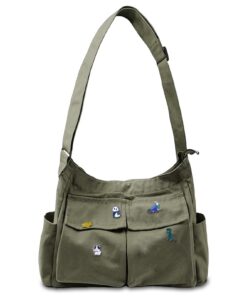 Sac à Bandoulière Aucuu Grande Capacitépour Travail École Voyage Shopping Quotidien Rétro Multi-Poches