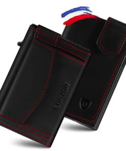 LORZOR Portefeuille Homme Cuir Véritable avec Blocage RFID, 10 Cartes, Fermeture Magnétique XXL - Portemonnaie pour Homm