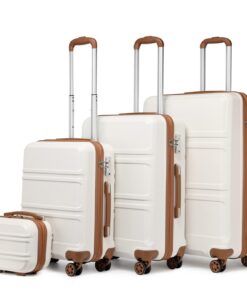 Kono Set de 4 Valises Rigide Léger Global Recycled Standard (Blanc Crème) Bagage Cabine 55cm / 65cm / 76cmroulettes TSA