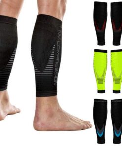 NV Compression Manchons de compression pour les mollets - Noir - Compression Sports Calf Sleeves - Black (Black/Blue, L-
