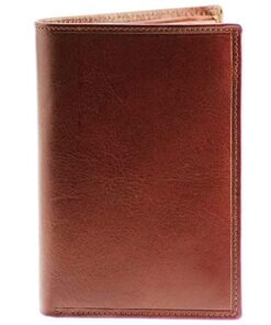 Charmoni Grand Portefeuille Homme Protection Anti RFID 4 Volets Cuir Vachette Marron