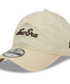 New Era 9Twenty Casual Cap - Cap de Marque Script Beige pour Hommes et Femmes en Mode Relax