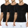 Casey Kevin Compression T-Shirt 3 Pack Manches Courtes Amincissant Haut de Fitness Running Gainant