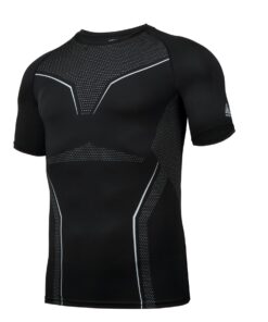 Chemise de Compression AMZSPORT pour Homme - T-Shirt Manches Courtes Séchage Rapide Fitness Haut Moulant