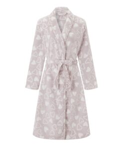 Robe de chambre Felicia pour femme - Imprimé mignon - Douce et chaude polaire - Robe kimono spa - Avec col châle et cein