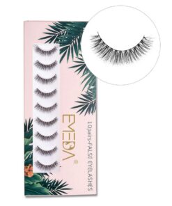 EMEDA Paires de faux cils courts naturels faits à la main tige transparente maquillage quotidienLot de 10pairs