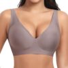 Ganado Push up Col en V Profond Bralette Classique sans Armature et Coutures en Coton pour Femme