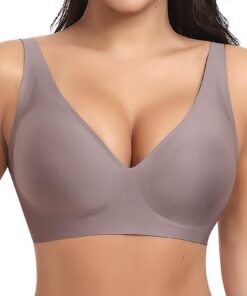Ganado Push up Col en V Profond Bralette Classique sans Armature et Coutures en Coton pour Femme