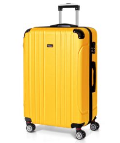 Valise Grande Taille 78cm Todeco, Rigide e Légère ABS, Voyage, Jaune Citron