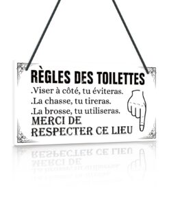 Putuo Decor - Plaque RÈgles des Toilettes Humoristique en Noir et Blanc – Hygiène Rappel Original PVC