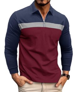 Ryehack Chemise de Golf Hommes 1/4 Zip Coton Raglan S-3XL