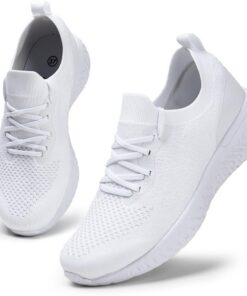 HKR Basket Femme Confort Chaussure de Running Marche Sport Casual Fitness Sneakers Blanc Taille 42