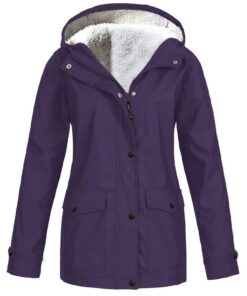 Générique Parka Imperméable Femme Hiver Grande Taille Mode Veste Feminine Coupe-Vent Zippé Capuche Fourrée Veste Extérie