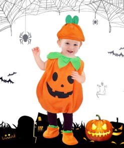 Costume de citrouille pour bébé Halloween avec chapeau pour fête d'habillage Costume de citrouille en cape pour enfant H