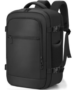 BAHIWOM Sac à Dos Voyage pour Bagage Cabine Ryanair, Noir - Homme Femme, 20L sous Siègeavec Sangle de Fixation et Poche