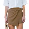 CUPSHEJupe droite tissée torsadéeavec short asymétrique pour femme en saison pour la mode moderne et élégante