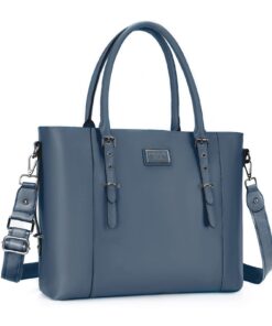 Sac à dos MOSISO pour ordinateur portable (15-16 pouces), PU cuir, bleu Niagara, grand espace, compartiment rembourré, c