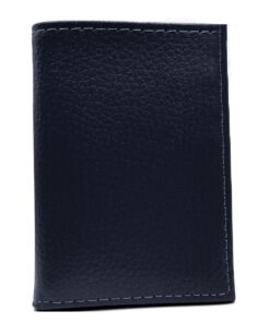 Charmoni Portefeuille Femme Homme Compact en Croûte de Cuir Vachette - Bleu Marine - 6 Emplacements Carte Crédit - Fente