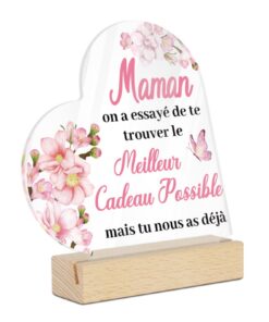 Putuo Decor Cadeau Maman Forme Cœur – Sentiments Tendres avec Fleurs Et Papillons