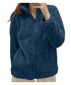 Vestes Polaires Générique Zippées Femme Épaisse et Moelleuse pour l'Hiver Chaud Fermeture Éclair Grande Taille Blazer