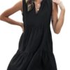 CUPSHE Robe longue plissée décontractée sans manches avec col en V femme été mode facile à porter bied