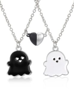 Collier d'Amitié Hifot pour Filles BFF en Argent, Cadeau Anniversaire pour Sœurs et Amies, Pendentif Cœur Fantôme
