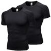 LNFINTDO Tee Shirt Compression Homme Manches Courtes pour Fitness et Gym - Lot de 2 - Jogging et Musculation - Vêtement
