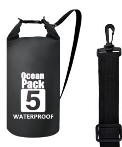 Sac étanche avec bandoulière réglable, sac étanche polyvalent, noir pour kayak et rafting