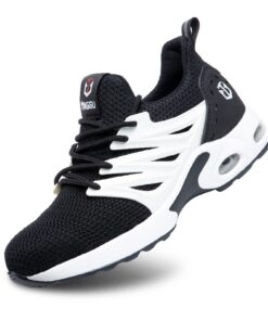 Chaussures de sécurité Hitmars Hommes et Femmes Basket de Sécurité Embout d'Acier Chaussures de Travail Noir et Gris EU3