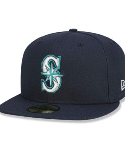 Chapeau de baseball New Era Seattle Mariners MLB bleu marine 59Fifty Cap