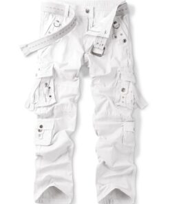 Pantalon cargo décontracté Aeslech en coton pour homme avec poches, coupe ample (sans ceinture) - Taillegrande, confort,