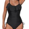 Maillot de bain rayson_push_up_rembourré_froncé_femme_one_piece_monokin_contrôle_ventre_imprimé_beachwear_volants_swimwe