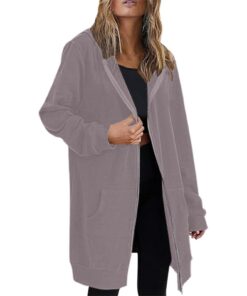 MODSGUE Veste d'hiver longue avec fermeture éclair intégrale - Veste polaire pour femme - Couleur unie - Sweat à capuche